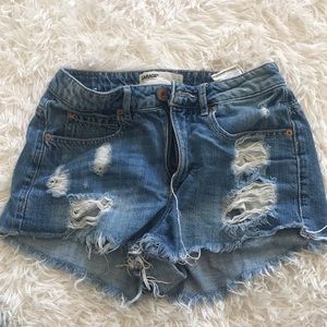 High waisted denim shorts